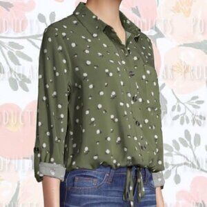 3/$20 Tie Front Blouse, Green Floral